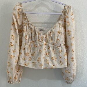 Abercrombie & Fitch Corset Floral Top Coquette Puff Sleeve Cottagecore Dainty